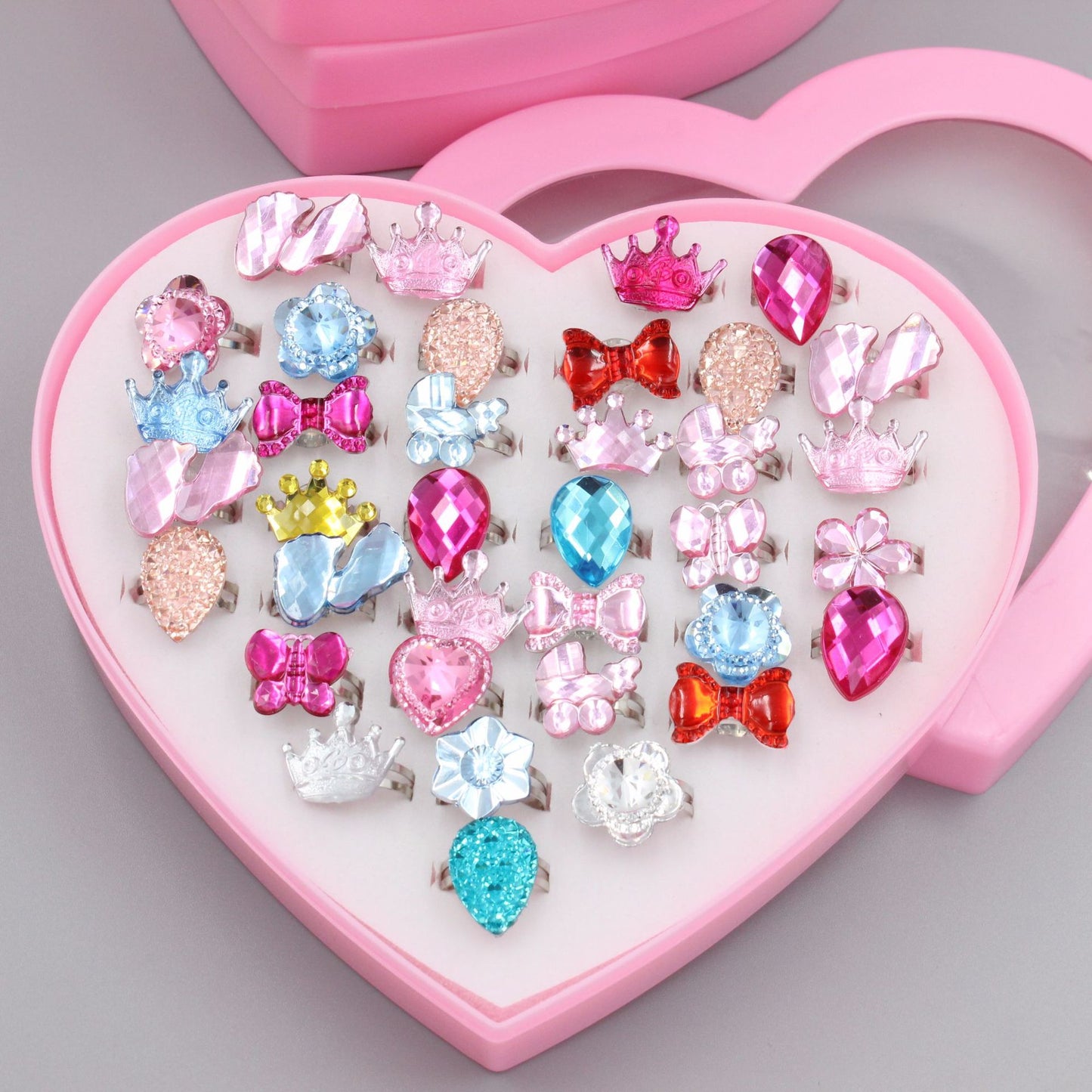 Children's Adjustable Flashing Diamond Ring Set - 36 Pieces