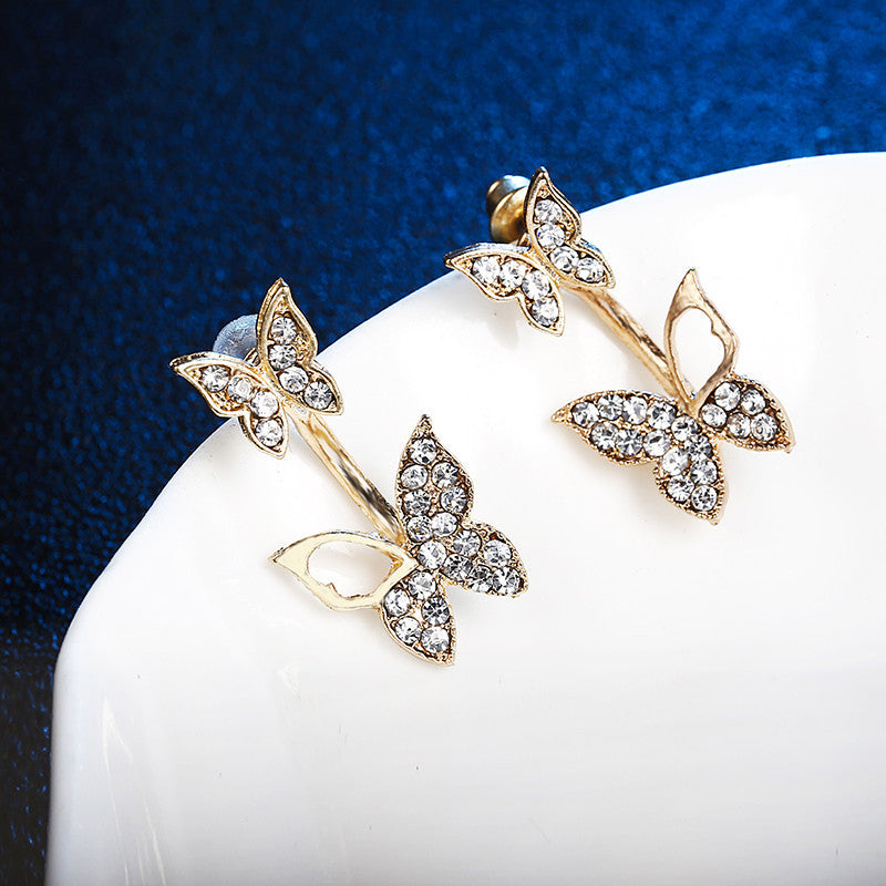 Butterfly Hollow Design Versatile Earrings with Rhinestones