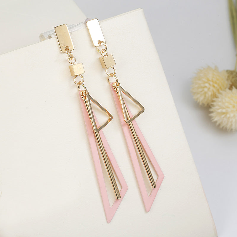 Geometric Triangle Alloy Drop Earrings for Women