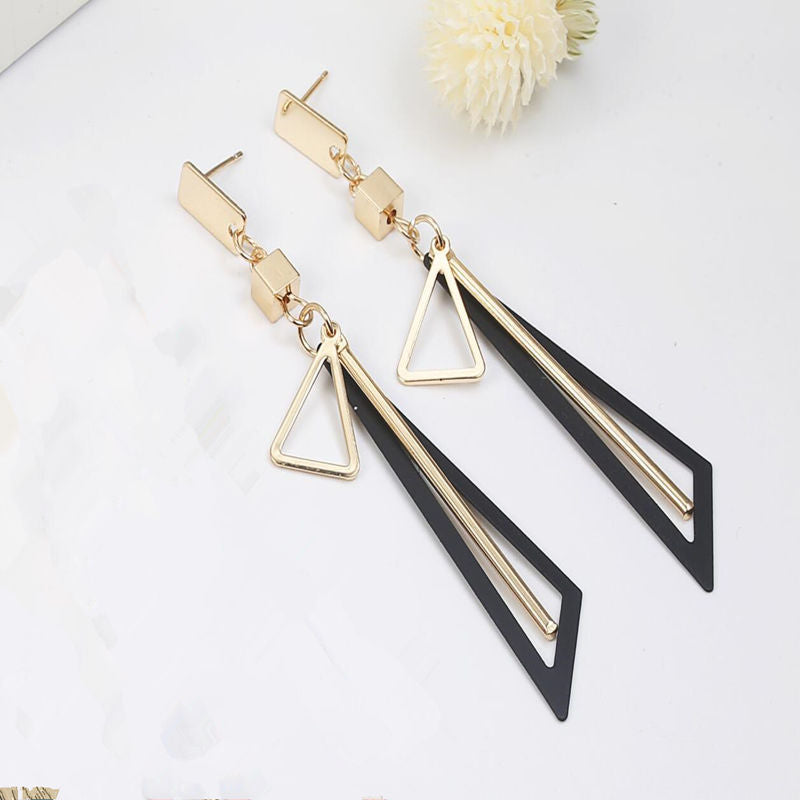 Geometric Triangle Alloy Drop Earrings for Women