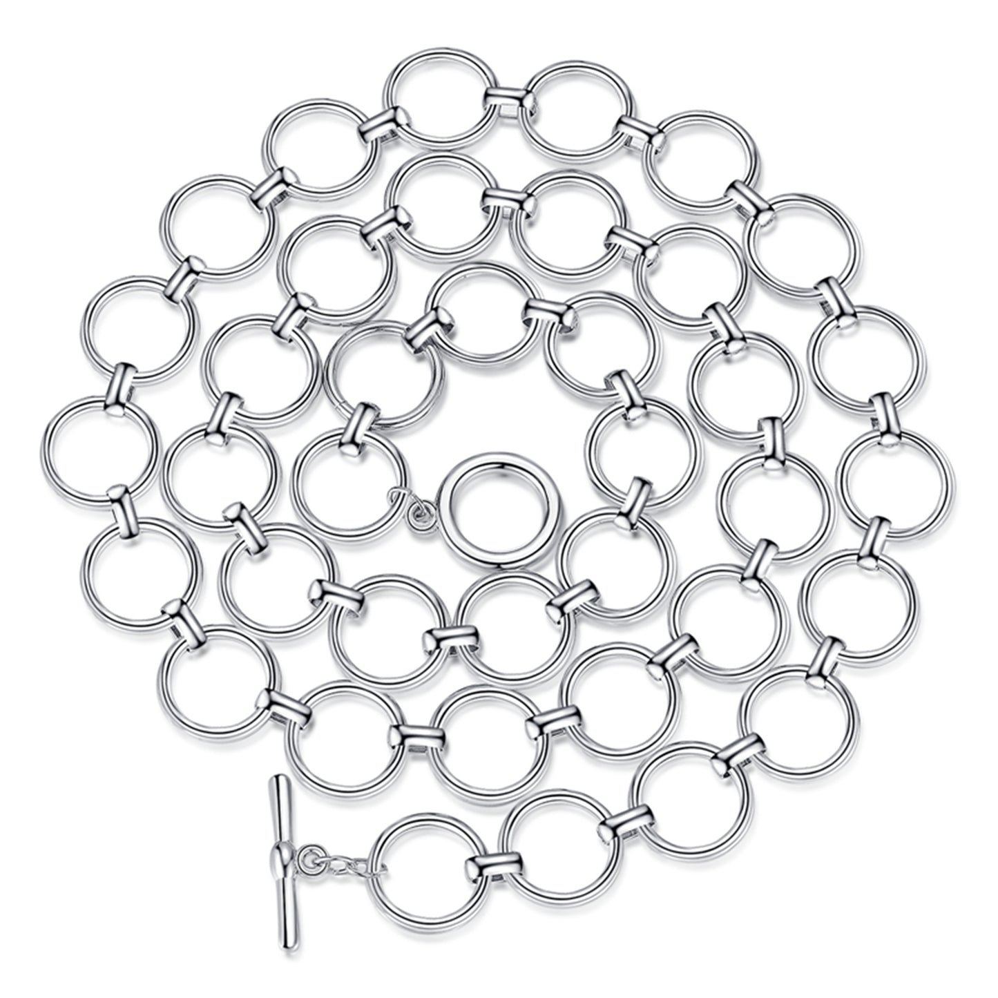 Solid Color Metal Chain Belt with Hollow Circle Design for Women