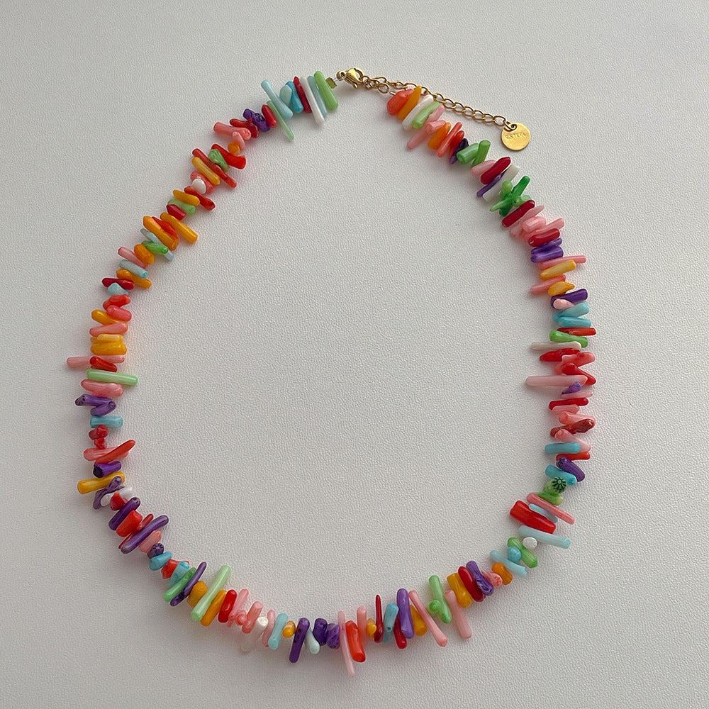 Beach Baroque Coral Stainless Steel Women's Necklace