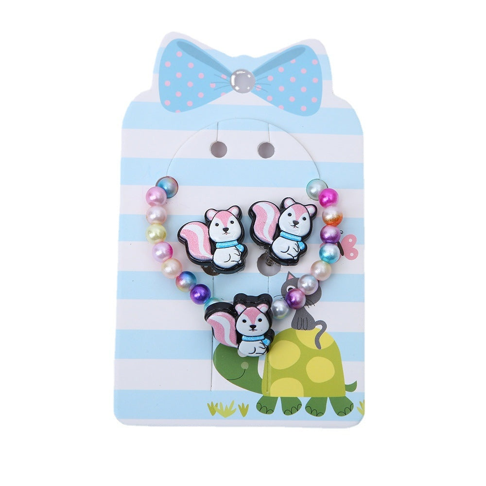 Cartoon Rainbow Butterfly Acrylic Resin Jewelry Set for Girls - Necklace, Earrings, and Bracelet