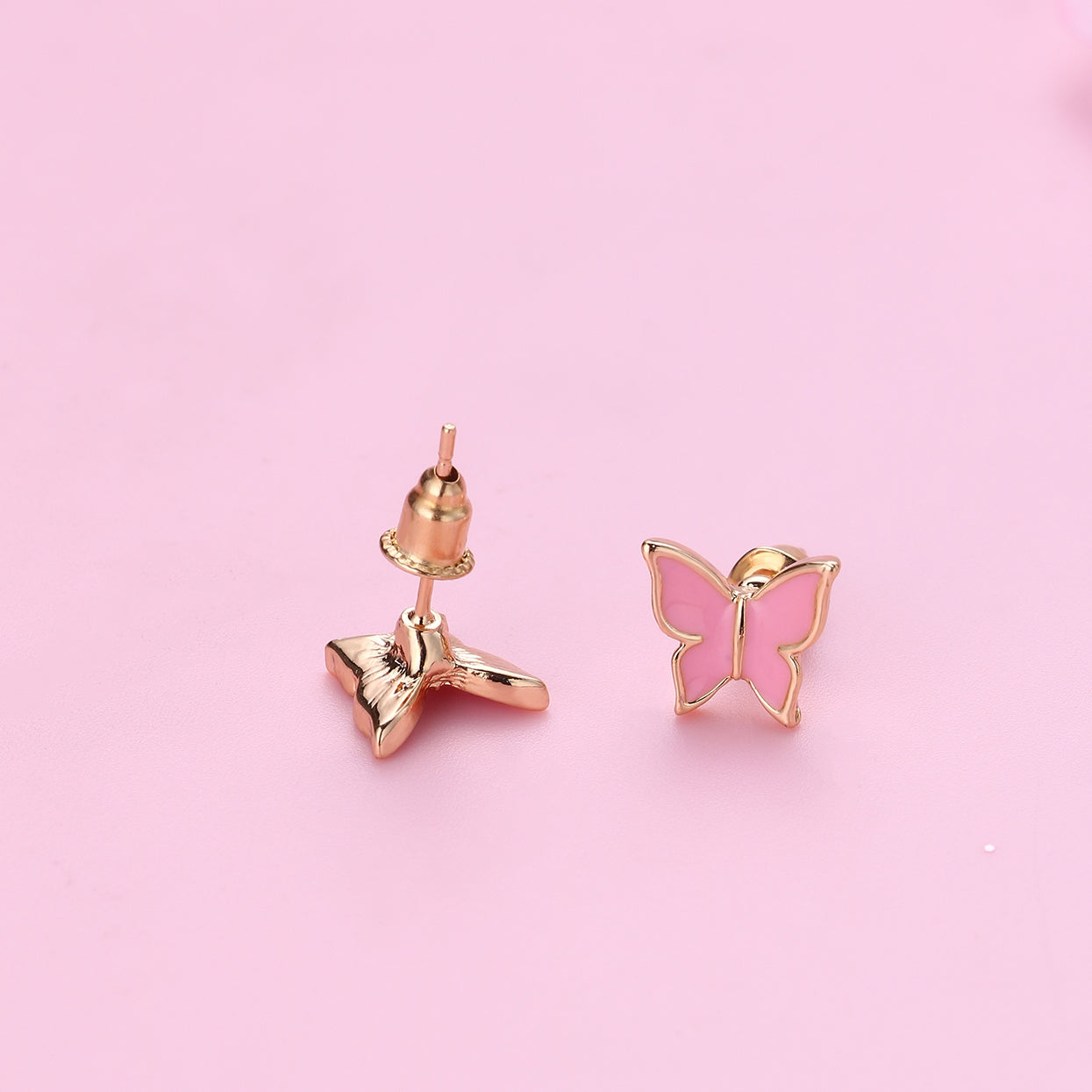 Cartoon Flower & Butterfly Alloy Stud Earrings for Kids and Women Gift