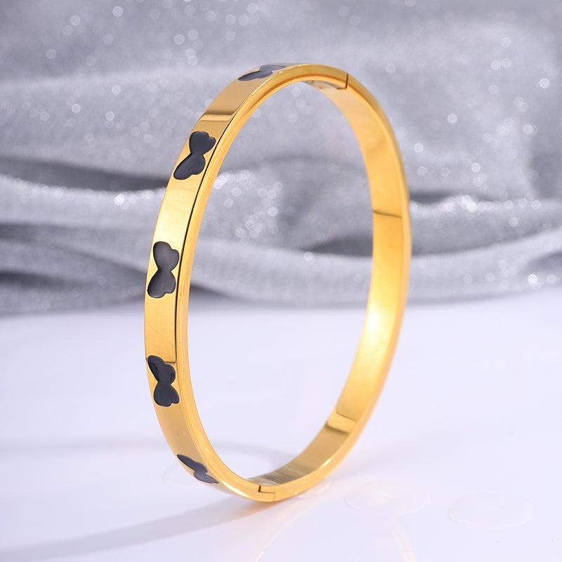 Casual Butterfly Titanium Steel Minimalist Bangle for Women - 18k Gold Plated, Fade-Resistant