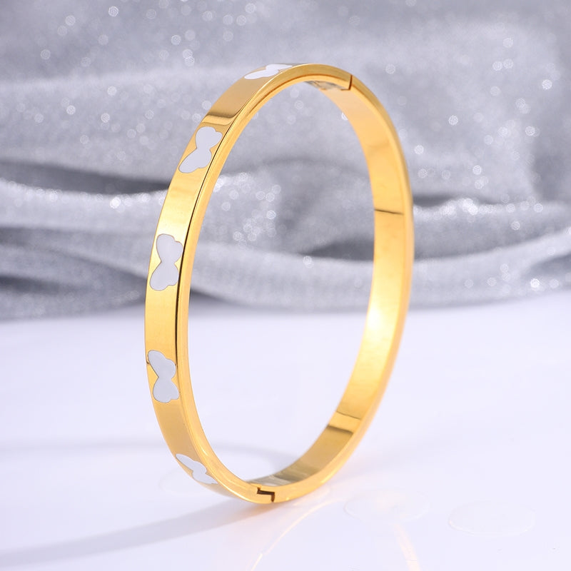 Casual Butterfly Titanium Steel Minimalist Bangle for Women - 18k Gold Plated, Fade-Resistant