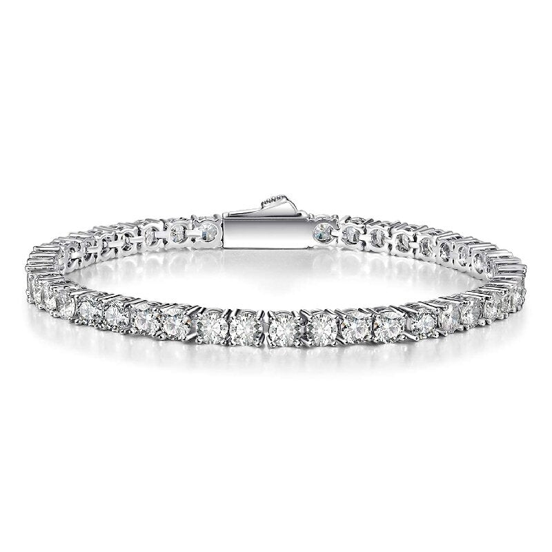 Casual Elegant 18k Gold Plated Zircon Tennis Bracelet with Spring Clasp