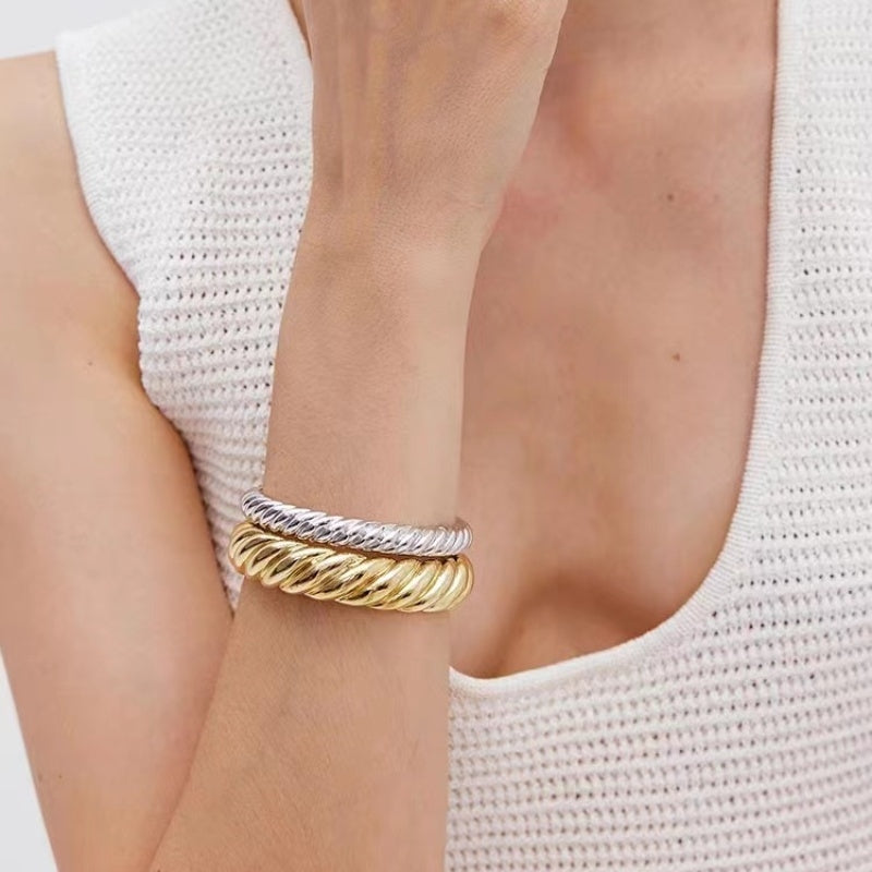 Casual Hip-Hop Gold Plated Adjustable Alloy Bangle Bracelet