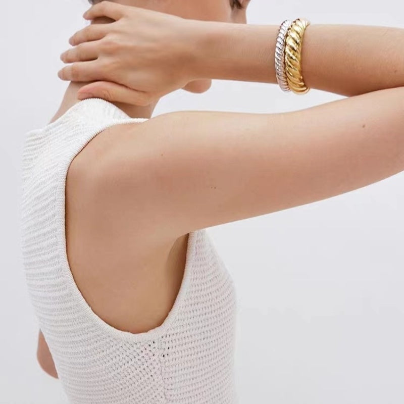 Casual Hip-Hop Gold Plated Adjustable Alloy Bangle Bracelet