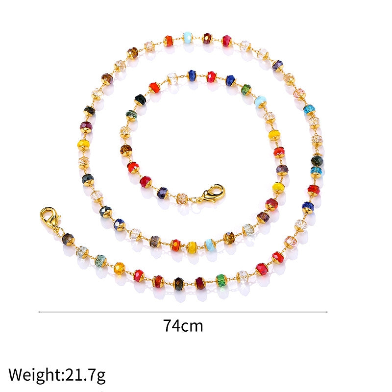 Bohemian Multicolor Crystal Beaded Glasses and Mask Chain for Women