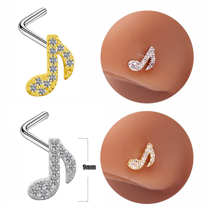 Casual Zircon Inlay White Gold Plated Nose Studs