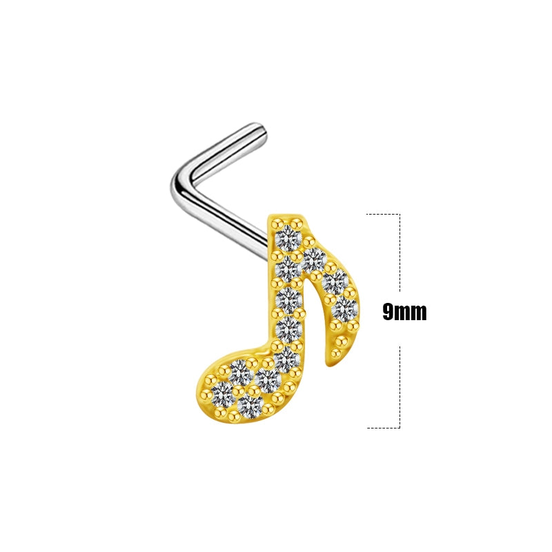 Casual Zircon Inlay White Gold Plated Nose Studs