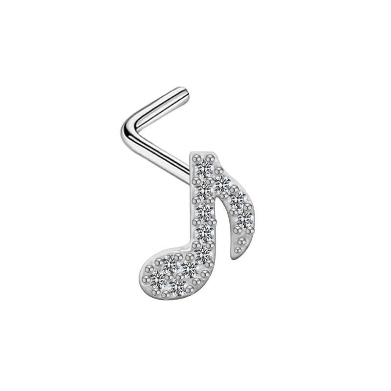 Casual Zircon Inlay White Gold Plated Nose Studs