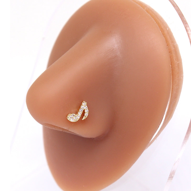 Casual Zircon Inlay White Gold Plated Nose Studs