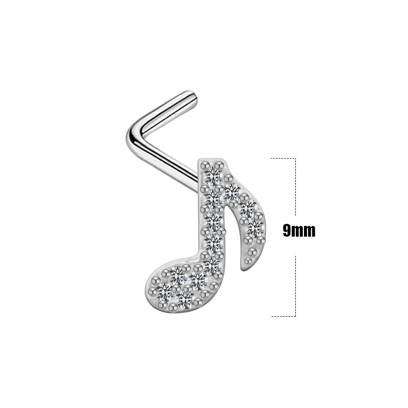 Casual Zircon Inlay White Gold Plated Nose Studs