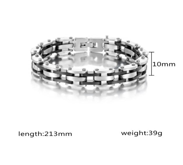 Casual Punk Multi-Layer Stainless Steel Silicone Men's Bracelet