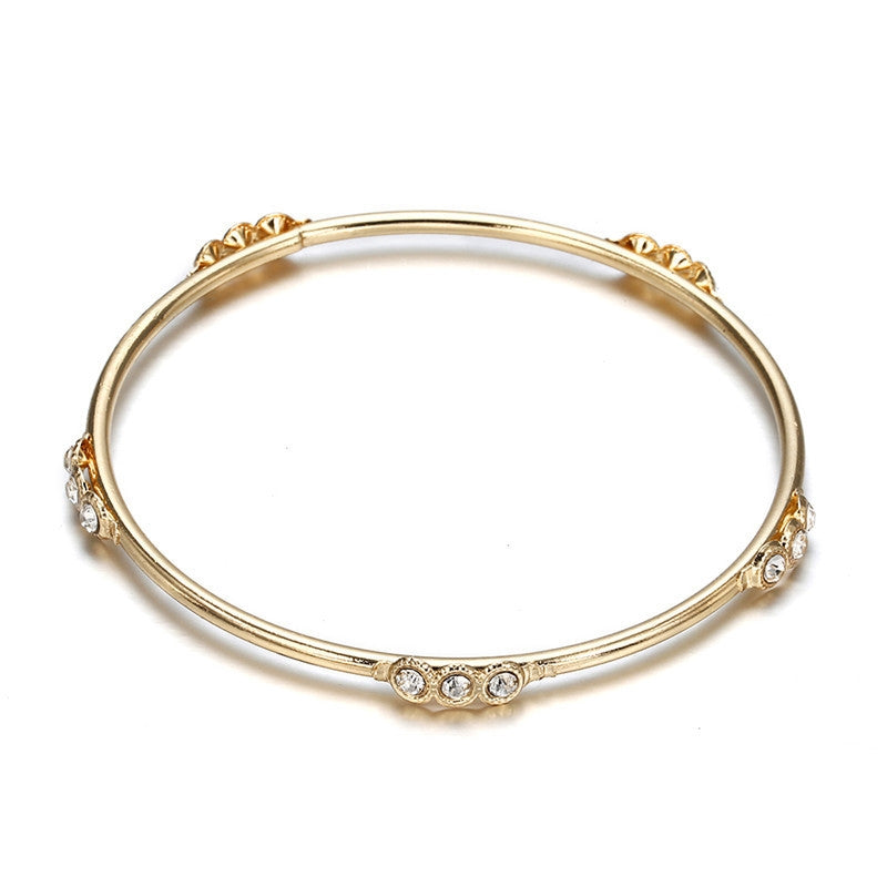 Casual Punk Multi-Layer Rhinestone Alloy Bangle Bracelet
