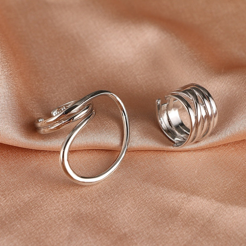 Casual Geometric Gold Tone Open Ring Set for Women