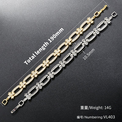 Vintage Geometric Zircon Inlay 18k Gold Plated Bracelet