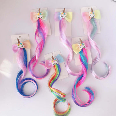 Children's Gradient Color Bow Unicorn Wig Hair Accessory for Party and Stage Performance