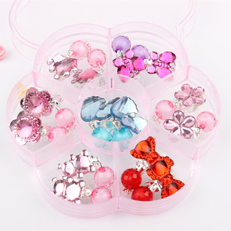 Children's Clip-On Tassel Earrings Gift Set with Storage Box - 7 Pairs