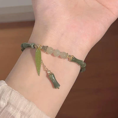 Chinoiserie Bamboo Bow Knot Beaded Bracelet - Vintage Retro Design for Women