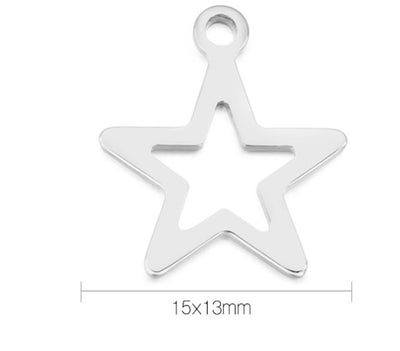 Classic Stainless Steel Pentagram Openwork Pendant for DIY Jewelry Accessories