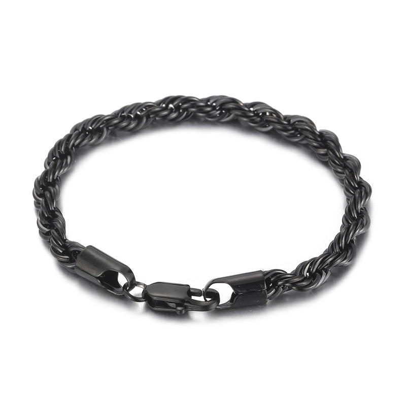 Classic Minimalist 18K Gold Plated Titanium Steel and Stainless Steel Twisted Chain Men's Bracelet