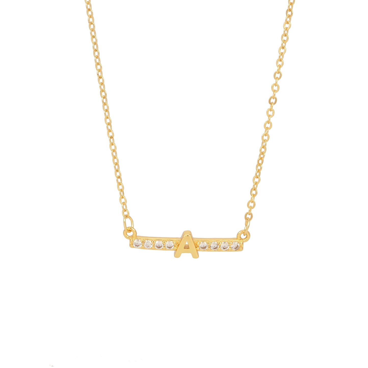 18K Gold Plated Zircon Letter Pendant Necklace