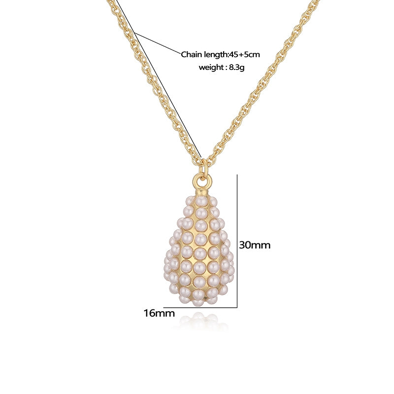 Copper 18K Gold Plated Heart and Star Pendant Necklace with Artificial Pearls