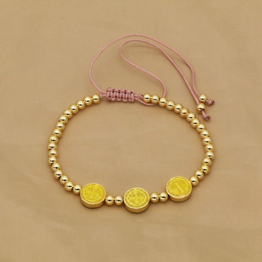 Copper Beaded Colorful Virgin Mary Charm Bracelet