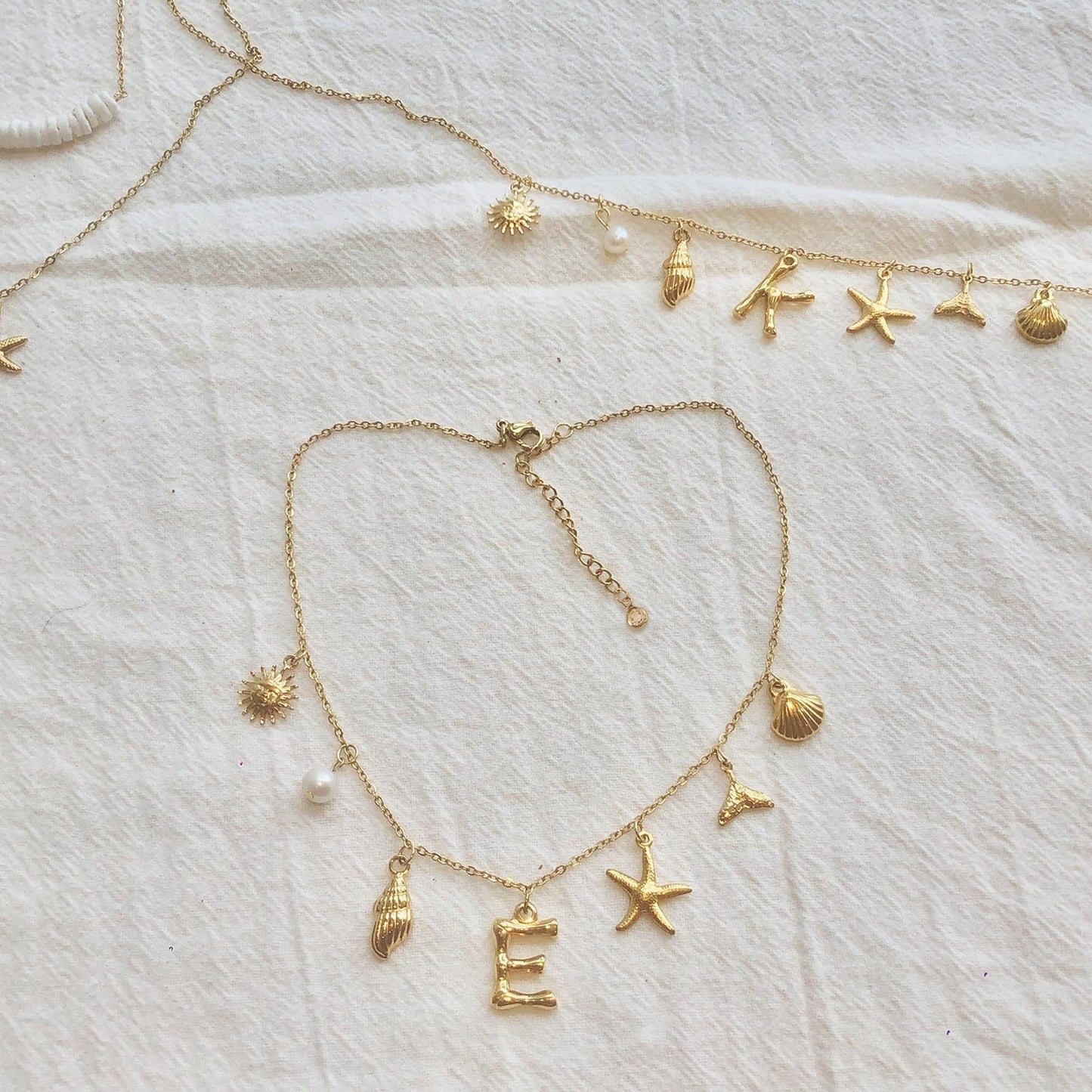 Copper Sun Starfish Pendant Necklace - Summer Beach Shell Choker