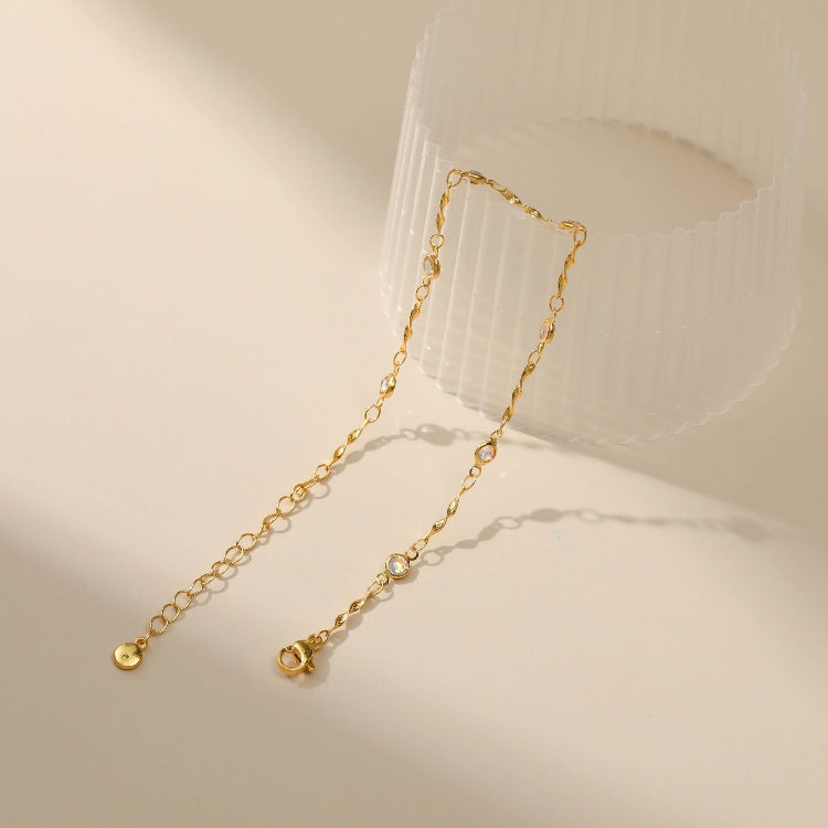 Copper Zircon Adjustable Minimalist Anklet for Women Jewelry