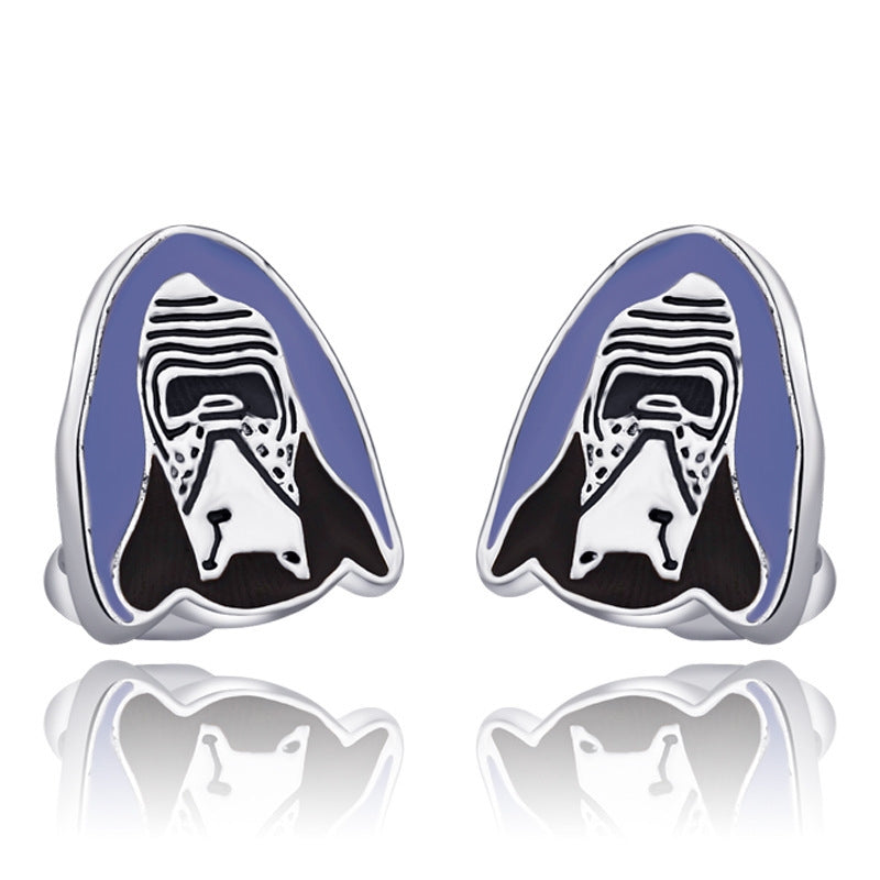 Geometric Flag Wolf Head Alloy Cufflinks for Men