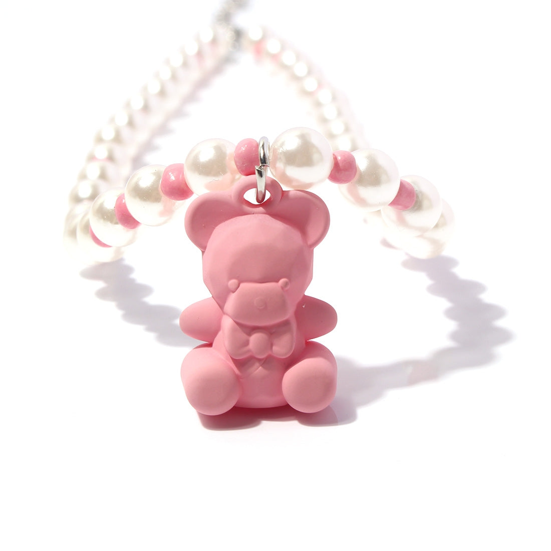 Cute Bear Pendant Imitation Pearl Beaded Women's Necklace