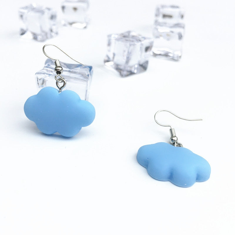 Cute Cloud Resin Drop Earrings - Simple and Stylish Clip-On Design