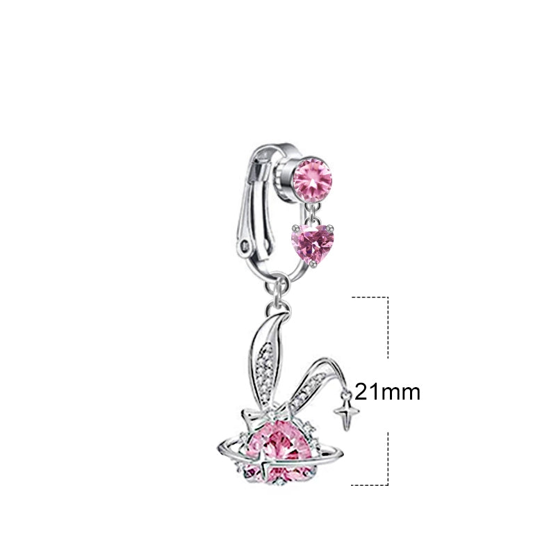 Cute Bridal Star and Heart Shape 14k Gold Plated Belly Ring with Crystal and Zircon