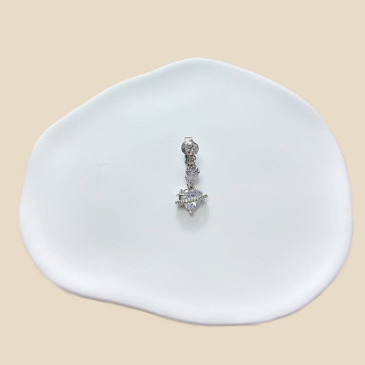 Cute Bridal Star and Heart Shape 14k Gold Plated Belly Ring with Crystal and Zircon