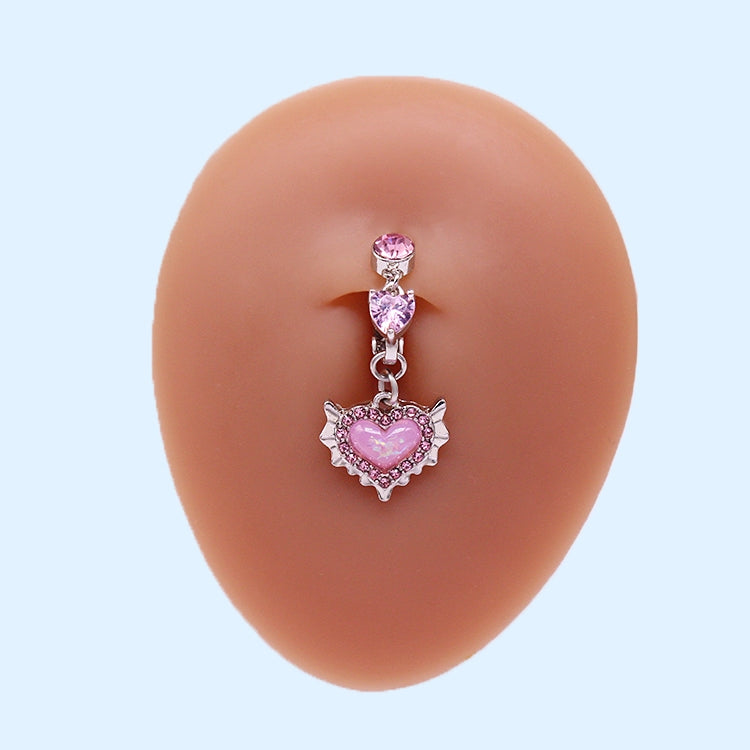 Cute Bridal Star and Heart Shape 14k Gold Plated Belly Ring with Crystal and Zircon