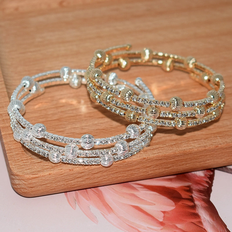 Elegant Geometric Crystal Rhinestone Multi-Layer Women's Bangle Bracelet