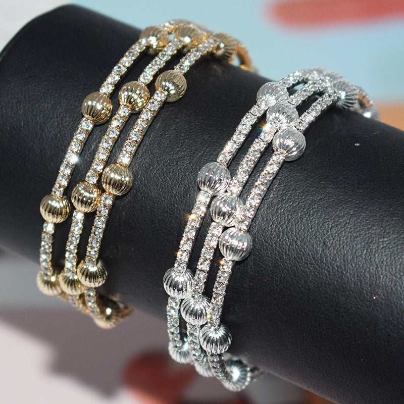 Elegant Geometric Crystal Rhinestone Multi-Layer Women's Bangle Bracelet