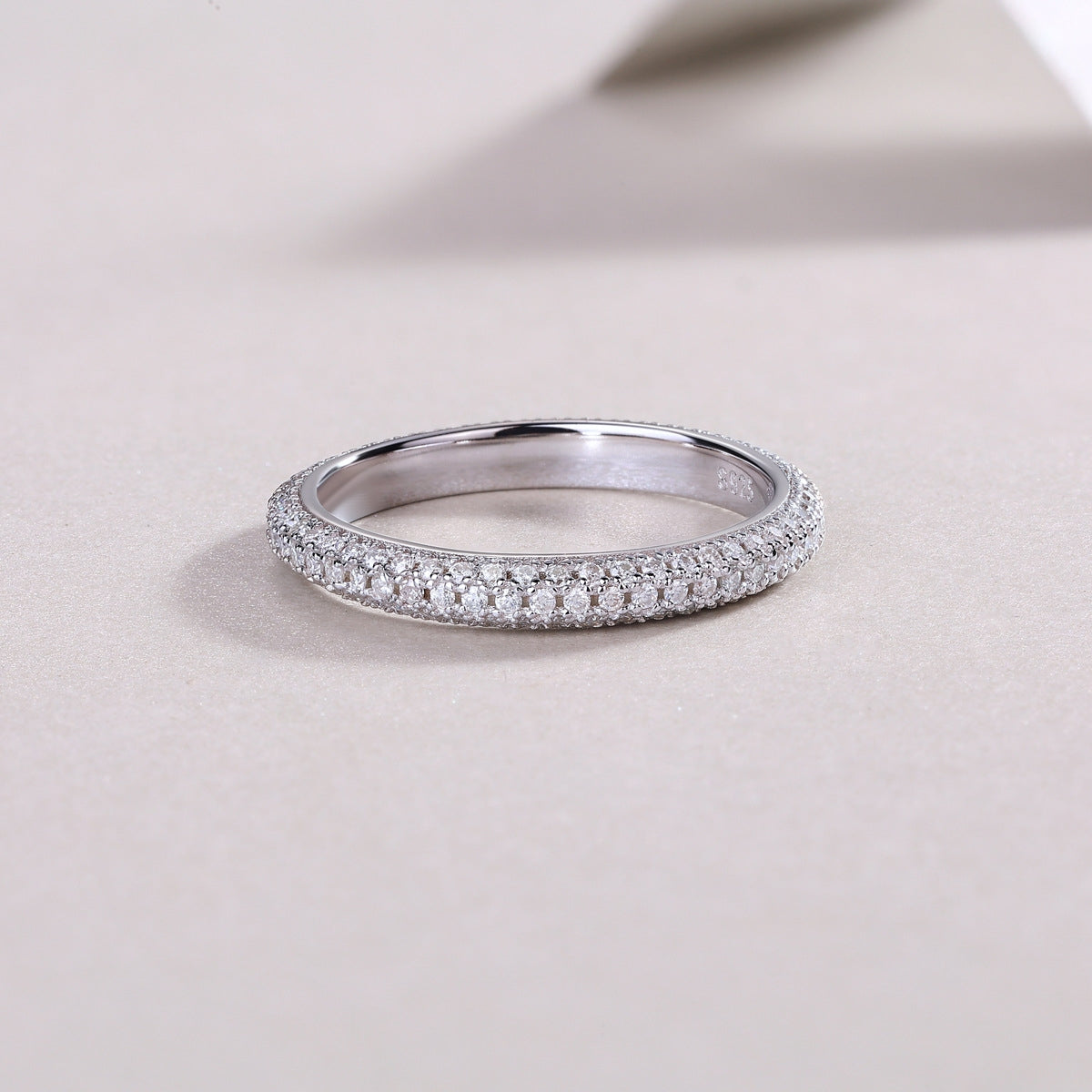 Elegant Geometric Sterling Silver Moissanite Ring