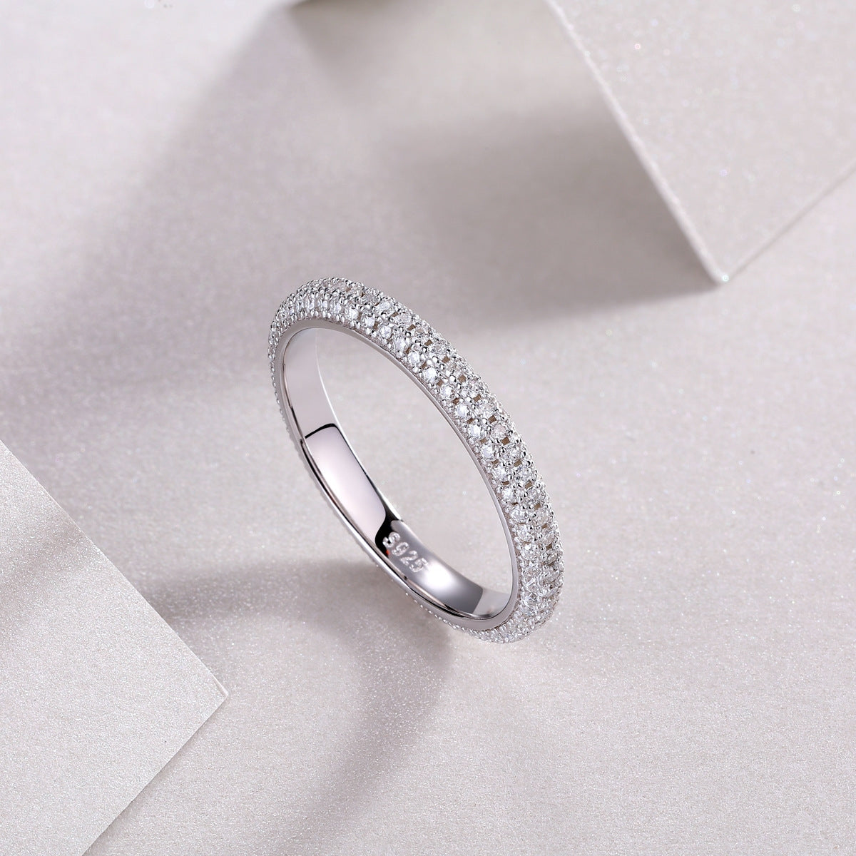 Elegant Geometric Sterling Silver Moissanite Ring