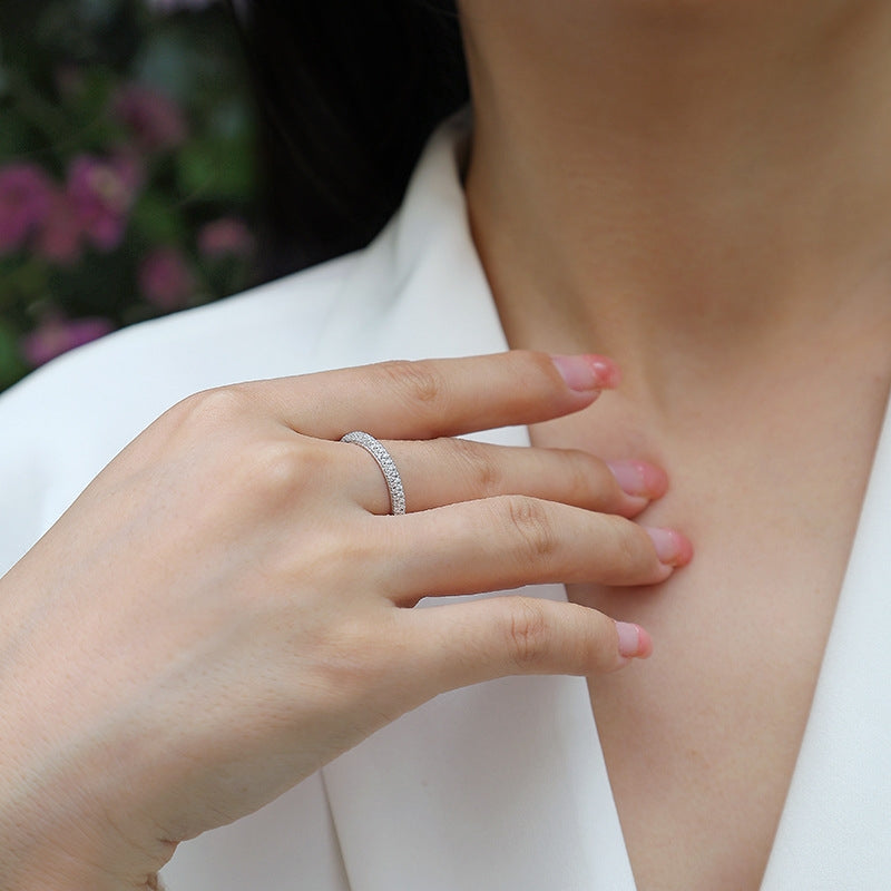 Elegant Geometric Sterling Silver Moissanite Ring