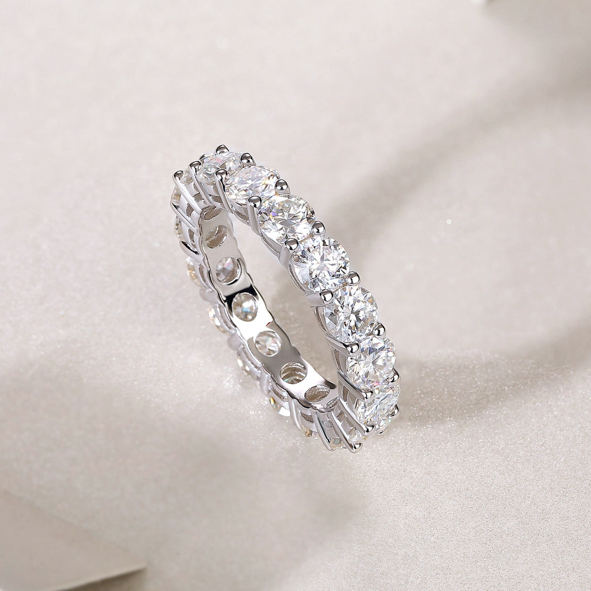 Elegant Geometric Sterling Silver Moissanite Ring