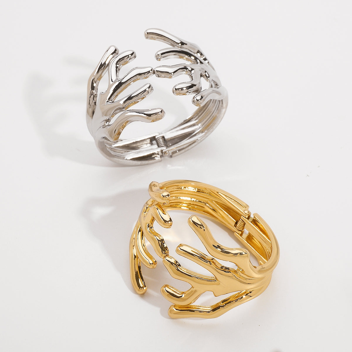 Elegant Luxurious Solid Color Alloy Branch Design Wide Cuff Bangle