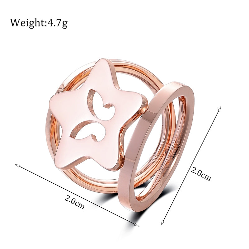 Elegant Pentagram Stainless Steel Scarf Ring in Rose Gold Finish
