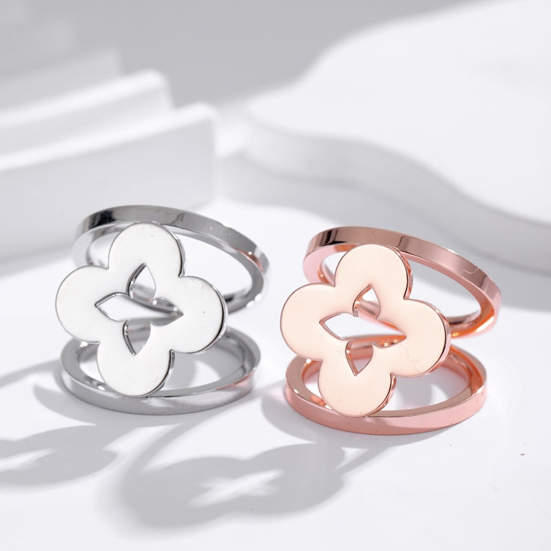 Elegant Pentagram Stainless Steel Scarf Ring in Rose Gold Finish