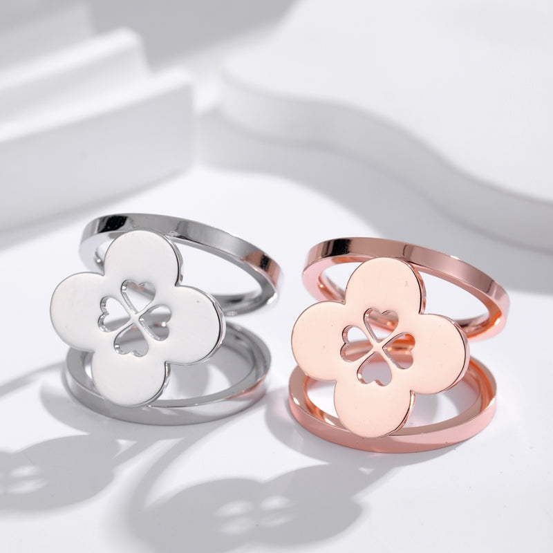 Elegant Pentagram Stainless Steel Scarf Ring in Rose Gold Finish