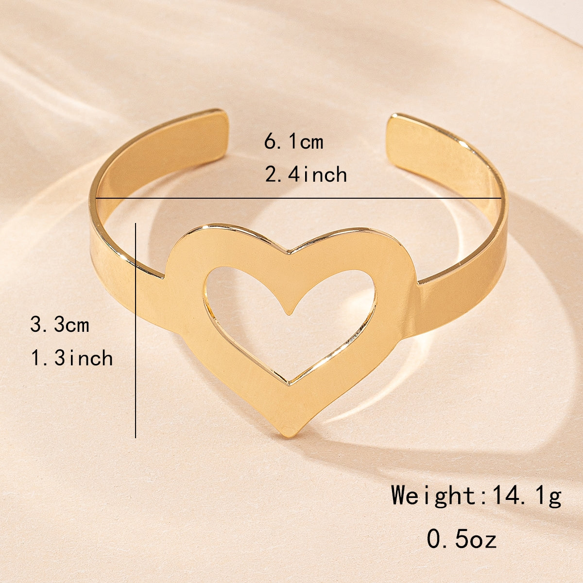 Elegant Heart Shape Openwork Bangle Bracelet 2024 Fashion Jewelry